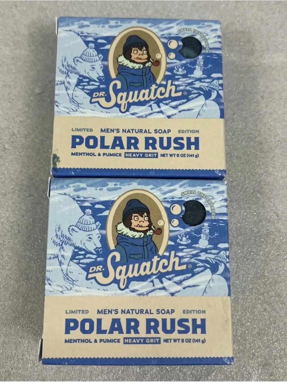 Dr Squatch Natural Soap Polar Rush Heavy Grit Men's 2 Pack 5 oz Limited Edition